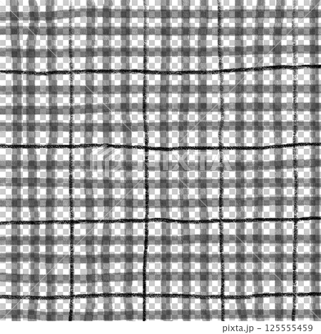 Black Plaid Tartan Gingham Check Hand Drawn Background Pattern Overlay 125555459