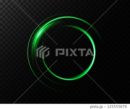 An Elegant Green Circular Motion Effect set against a Dark Background offers a captivating visual experience 125555679