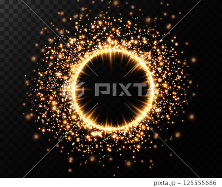 A Glowing Sparkling Circle displaying Radiance and Energy Effects, creating an enchanting visual experience 125555686