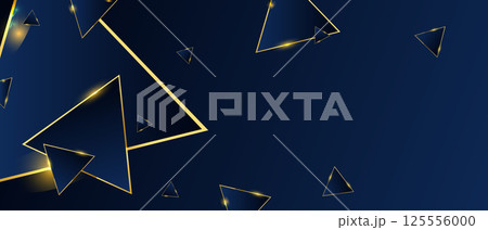 Abstract triangles pattern luxury dark blue with gold background 125556000