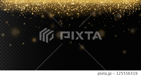 Stunning and Elegant Gold Glitter Beautifully Set Against a Rich Black Background, Perfect for All Celebrations 125556319