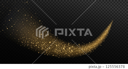 Create a stunning glistening gold glitter trail effect perfect for enhancing various artistic designs and projects 125556378