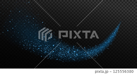 A Sparkling Blue Glitter Trail gracefully traverses a Dark Background, creating a visually stunning experience 125556380