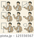 説明しているスーツ姿の男性の上半身セット 125556567