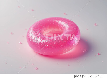 close up of pink donut on white background close up of pink donut on white background 125557166