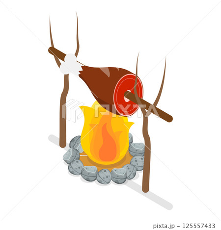 3D Isometric Flat Vector Set of Stone Age Elements, Primitive Humen. Item 7 3D Isometric Flat Vector Set of Stone Age Elements, Primitive Humen. Item 7 125557433