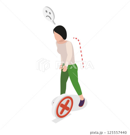 3D Isometric Flat Vector Illustration of Walking Position, Proper Posture for Walking to Reduce Strain. Item 2 125557440