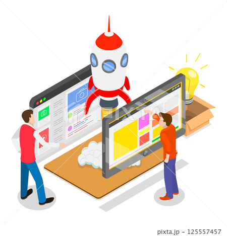 3D Isometric Flat Vector Illustration of Web Project And Applications, Strategic Planning, Future Vision. Item 1 3D Isometric Flat Vector Illustration of Web Project And Applications, Strategic Planning, Future Vision. Item 1 125557457