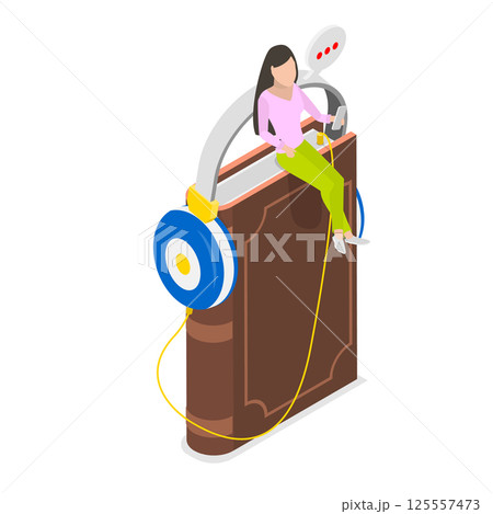 3D Isometric Flat Vector Illustration of Virtual Library, Online Education. Item 1 3D Isometric Flat Vector Illustration of Virtual Library, Online Education. Item 1 125557473