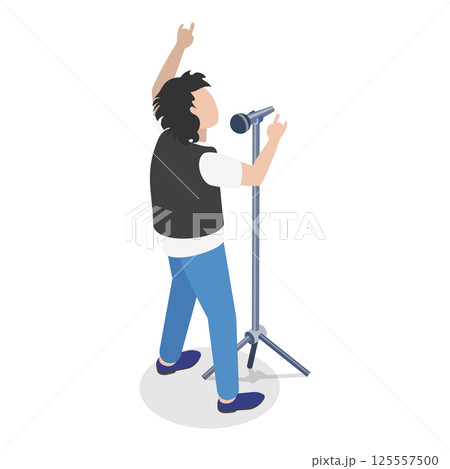 3D Isometric Flat Vector Illustration of Rock Musicians, Young Artists Playing Music Instruments. Item 8 125557500