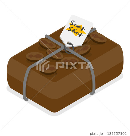 3D Isometric Flat Vector Illustration of Cocoa Natural Ingredients , Organic Cosmetic. Item 2 125557502