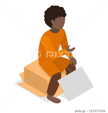 3D Isometric Flat Vector Illustration of Food Crisis, Support of People in Need. Item 3 125557504