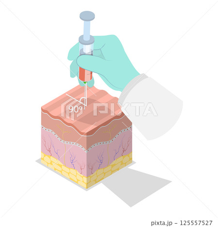 3D Isometric Flat Vector Illustration of Types Of Injections, Basic Medical Study. Item 2 3D Isometric Flat Vector Illustration of Types Of Injections, Basic Medical Study. Item 2 125557527