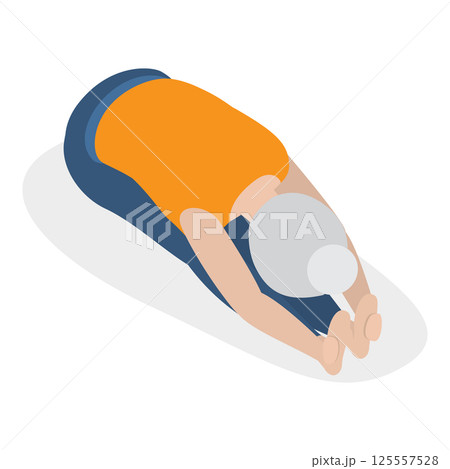 3D Isometric Flat Vector Illustration of Chakra Systems , Collection of Yoga Poses for Women. Item 13 125557528