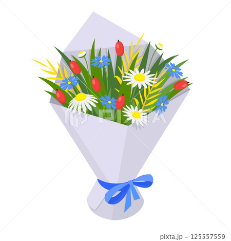 3D Isometric Flat Vector Set of Flower Bouquets, Floral Decoration. Item 1 125557559