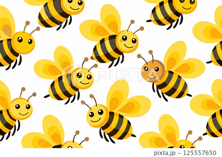seamless pattern with bee and honey 125557650