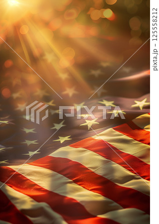 Blurred usa flag background with copy space for text placement 125558212