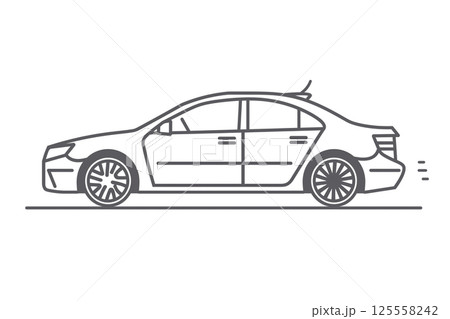 Editable stroke outline icon of automobile and car dealer isolated on white background 125558242