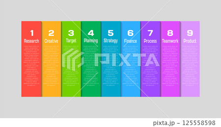 Nine piece line infographic jigsaw puzzle process Nine piece line infographic jigsaw puzzle process 125558598
