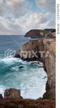 Summer ocean rocky coast (Spain). 125558702