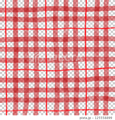 Red Plaid Gingham Check Hand Drawn Background Pattern Overlay 125558899