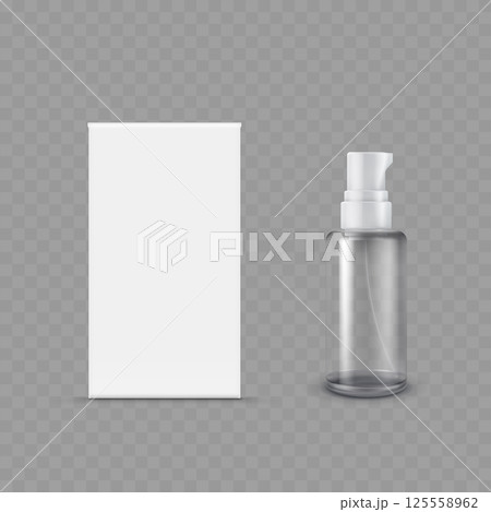 Blank Spray Bottle and Box Packaging Mockup - Vector 125558962