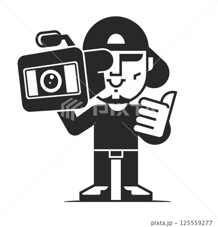 Man Hold Video Camera for Film Cinema Movie Production Logo Design Man Hold Video Camera for Film Cinema Movie Production Logo Design 125559277