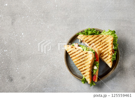 club sandwich on plate club sandwich on plate 125559461