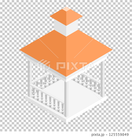 3D Isometric Flat  Set of Gazebos or Pavilions. Item 1 125559849