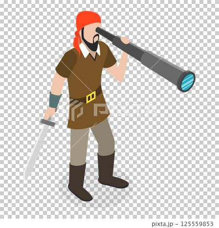 3D Isometric Flat  Set of Marine Pirates. Item 4 125559853