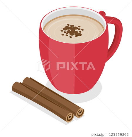3D Isometric Flat  Set of Coffee Beverages. Item 6 125559862
