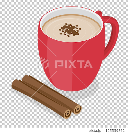 3D Isometric Flat  Set of Coffee Beverages. Item 6 125559862