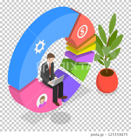 3D Isometric Flat  Illustration of Performance Data Visualization. Item 2 125559875