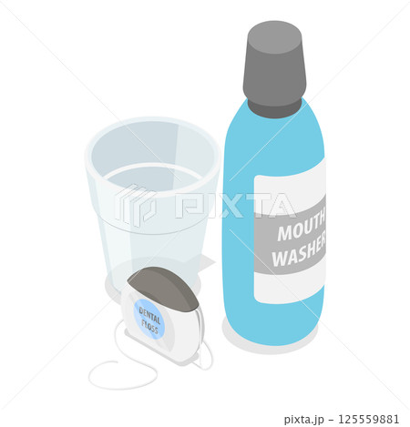 3D Isometric Flat Illustration of Teeth Cleaning. Item 8 3D Isometric Flat Illustration of Teeth Cleaning. Item 8 125559881