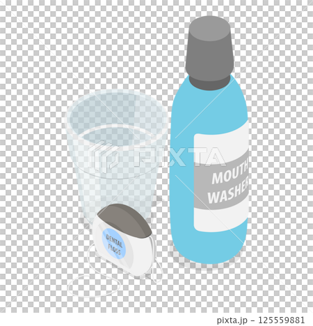 3D Isometric Flat  Illustration of Teeth Cleaning. Item 8 125559881
