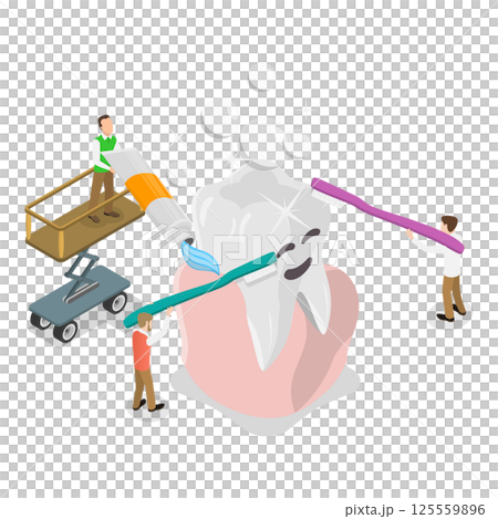 3D Isometric Flat  Illustration of Teeth Health Care. Item 1 125559896