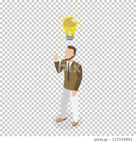 3D Isometric Flat  Illustration of Thinking About a Solution. Item 2 125559901