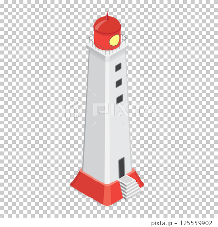 3D Isometric Flat Set of Lighthouses. Item 4 3D Isometric Flat Set of Lighthouses. Item 4 125559902