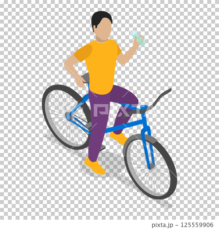 3D Isometric Flat  Set of Cycling People. Item 1 125559906