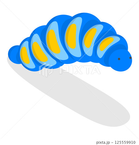 3D Isometric Flat  Set of Caterpillars. Item 3 125559910