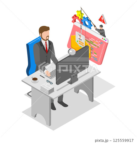 3D Isometric Flat Illustration of Computer Network Attack. Item 1 3D Isometric Flat Illustration of Computer Network Attack. Item 1 125559917