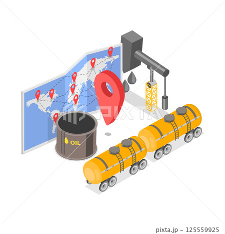 3D Isometric Flat  Illustration of Oil Transporting. Item 2 125559925
