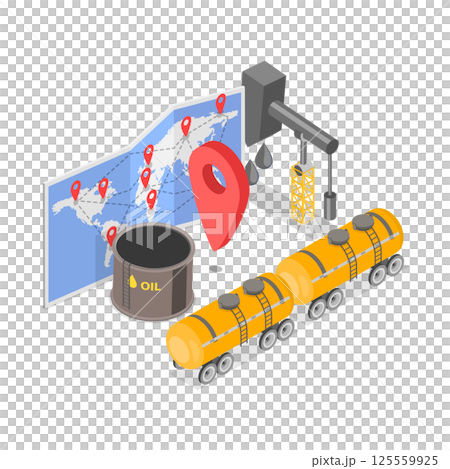 3D Isometric Flat  Illustration of Oil Transporting. Item 2 125559925