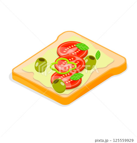 3D Isometric Flat  Illustration of Tasty Breakfast. Item 9 125559929