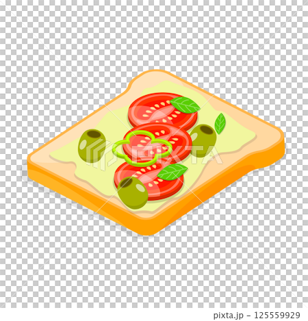 3D Isometric Flat  Illustration of Tasty Breakfast. Item 9 125559929