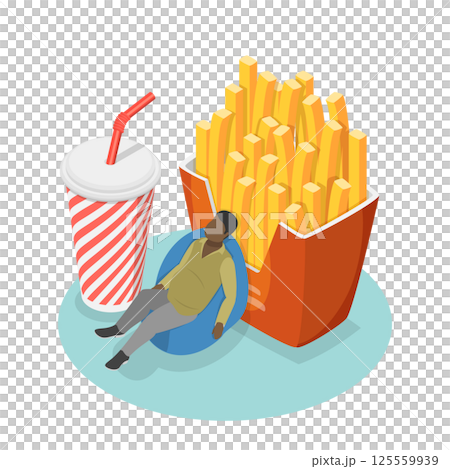 3D Isometric Flat  Illustration of Bad Addictions. Item 5 125559939