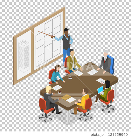 3D Isometric Flat  Illustration of Builders And Architects. Item 4 125559940