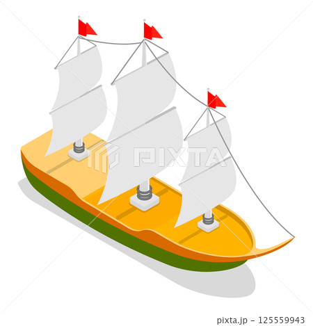 3D Isometric Flat  Set of Maritime Ships. Item 1 125559943