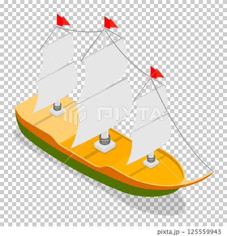 3D Isometric Flat  Set of Maritime Ships. Item 1 125559943