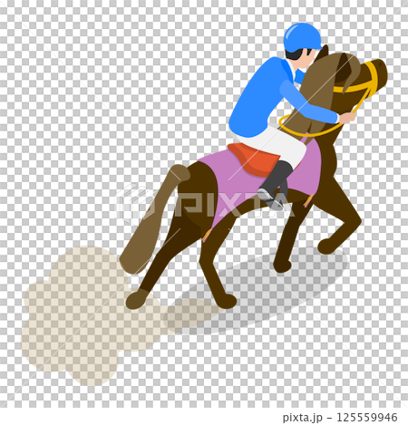 3D Isometric Flat  Set of Equestrian Elements. Item 6 125559946